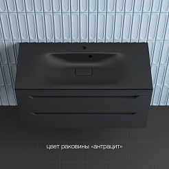 Style Line Тумба с кварцевой раковиной антрацит Остин 100 подвесная графит – фотография-2